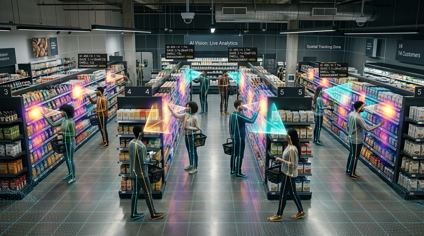 让普通监控看懂顾客的眼睛：BrandPose 的多模型视线反推、空间标定与 3D 第一视角复原