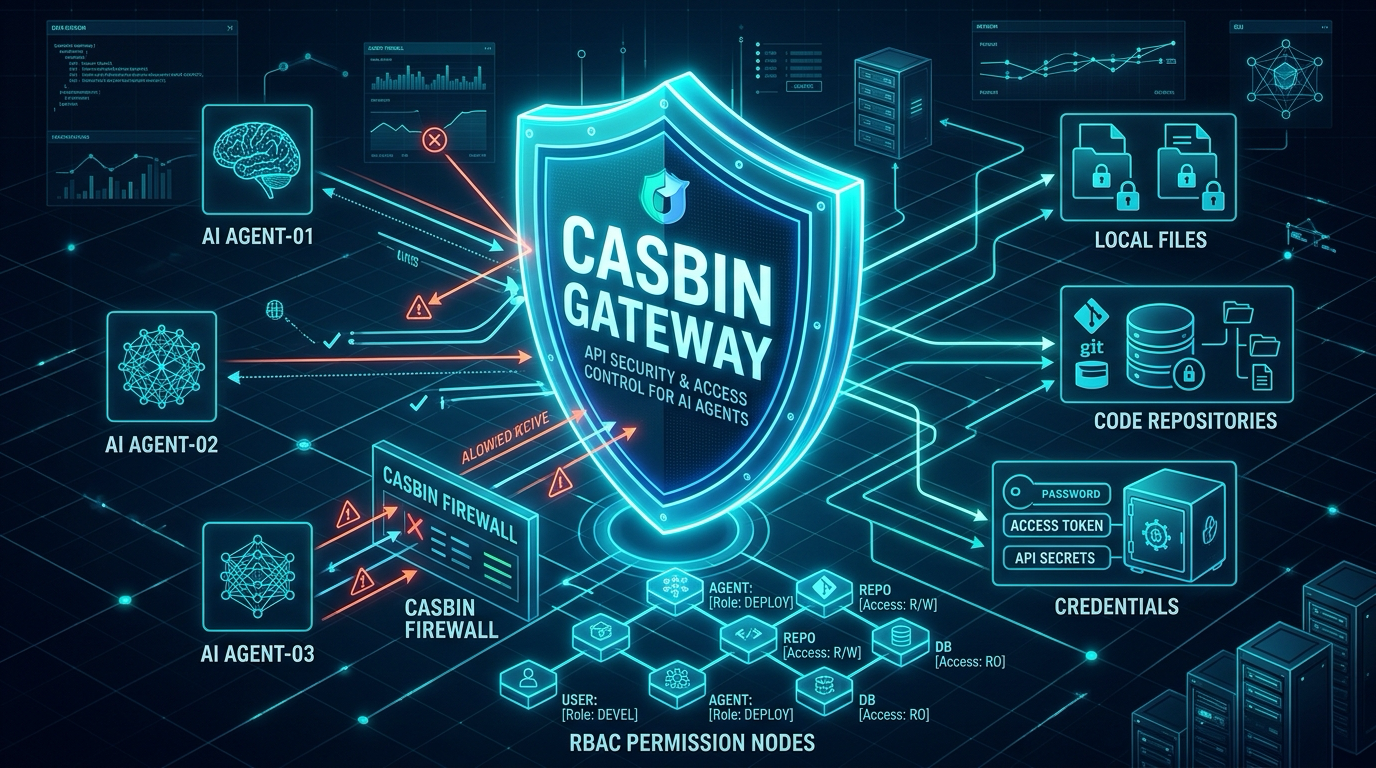 为本地 AI 编码智能体筑牢安全防火墙：开源网关 Casbin Gateway 架构解析与企业级落地（Go + Casbin RBAC / 敏感接口鉴权 / 智能体行为审计）