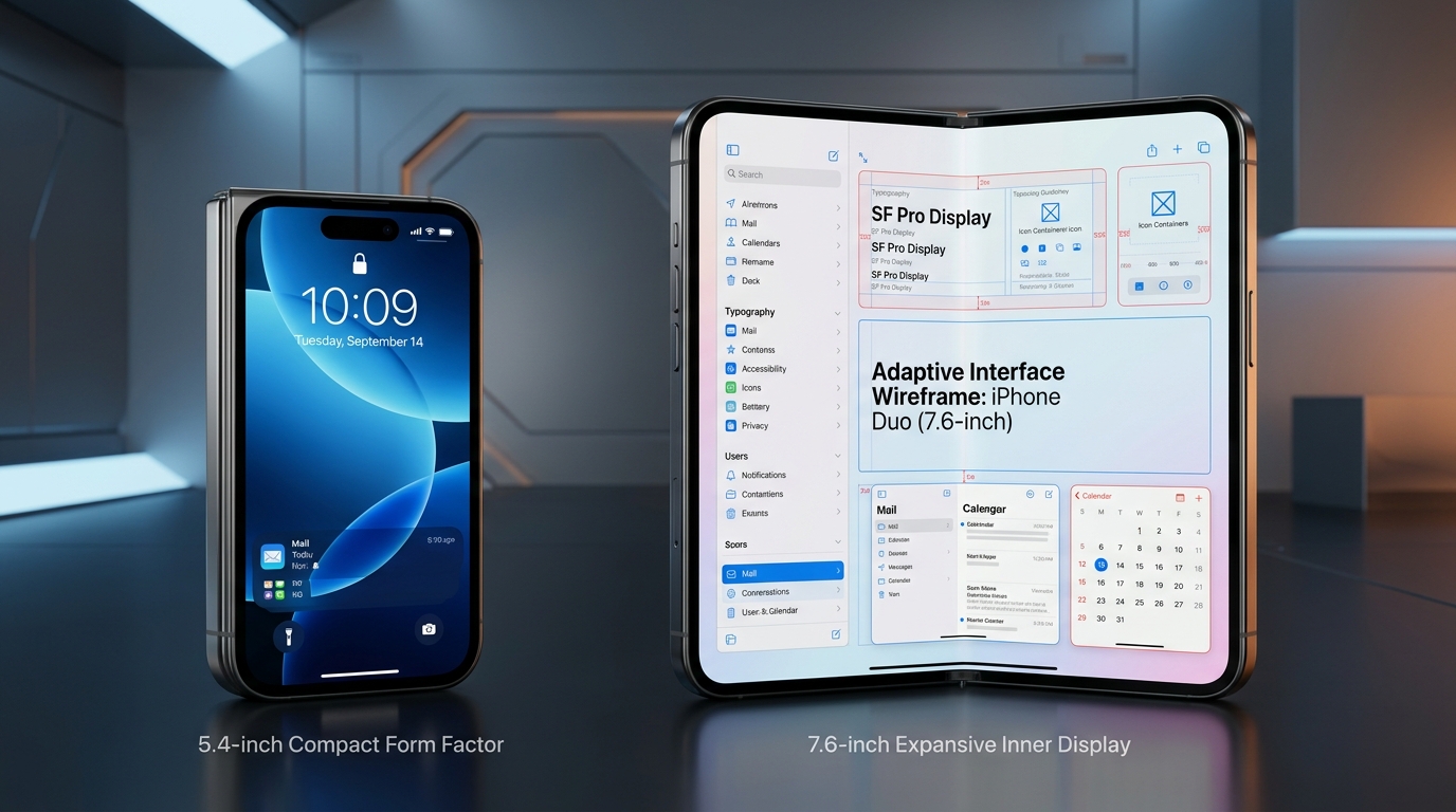 iPhone Duo 外屏与内屏展开形态对比